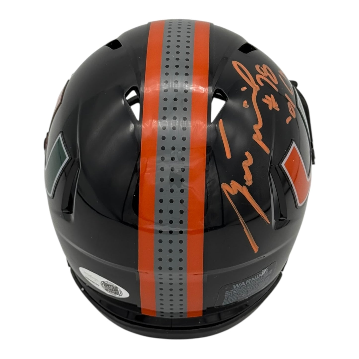 Bryant McKinnie Autographed Miami Hurricanes (Black Nights) Mini Helmet w/ "01 Champs" - JSA