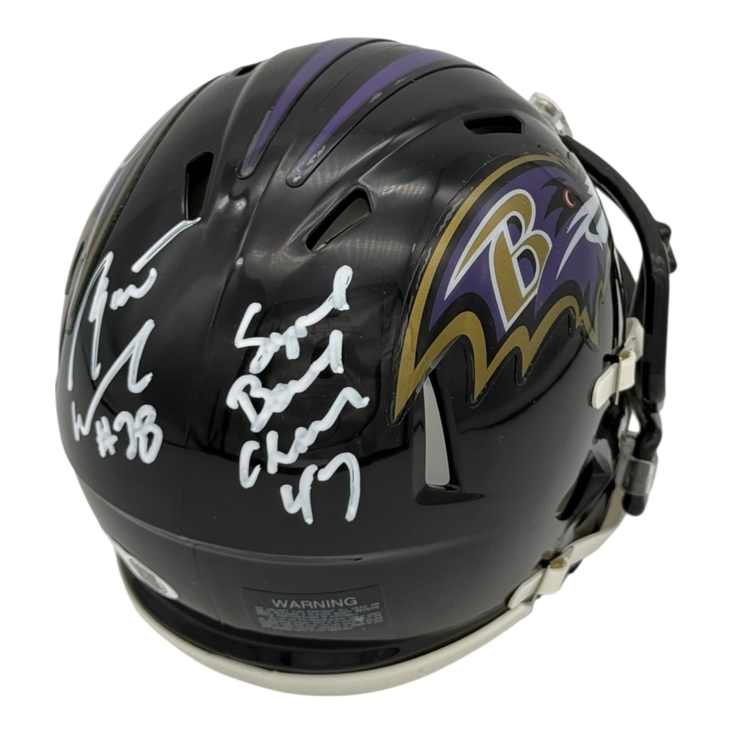 Bryant McKinnie Autographed Baltimore Ravens (Speed) Mini Helmet w/ "Super Bowl Champ 47" - JSA