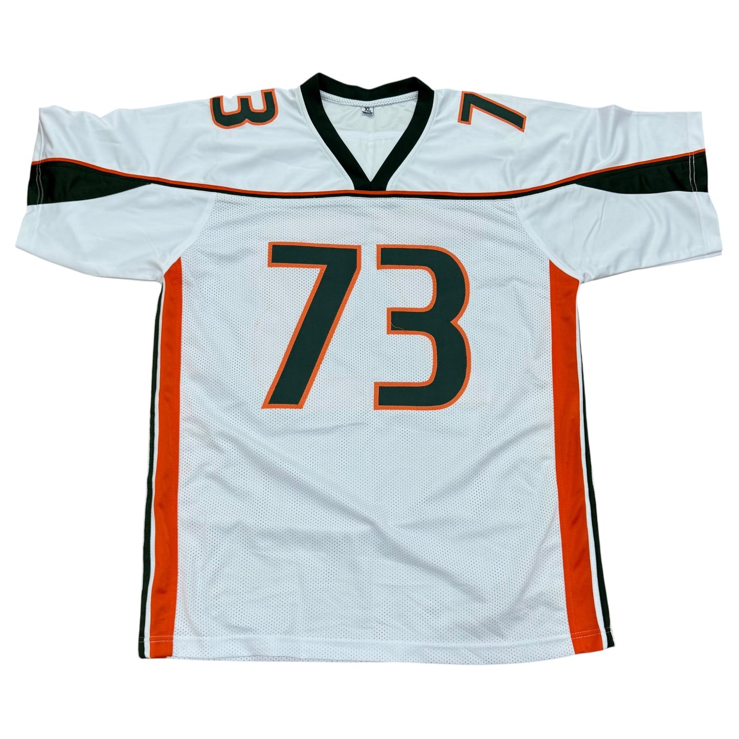 Joaquin Gonzalez Autographed Miami (White #73) Custom Stitched Jersey w/ "01 Champs" - JSA