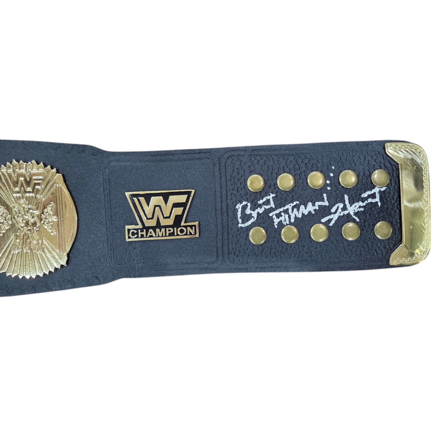 Bret "Hitman" Hart Autographed WWF Winged Eagle Brass Replica Championship Title Belt - JSA