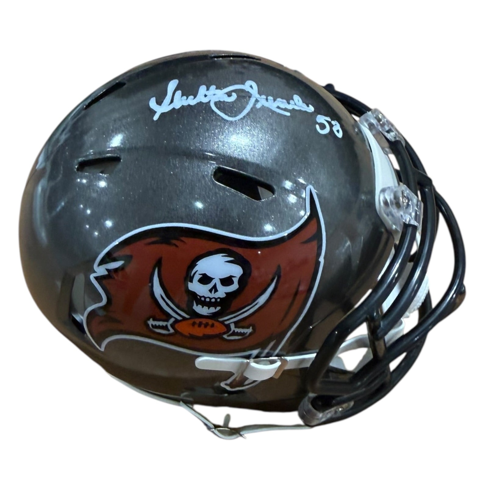 buccaneers mini football helmet Chidi Ahanotu Autographed Tampa Bay Part of the Retro Collection Autographed Throwback Buccaneers Mini Helmet