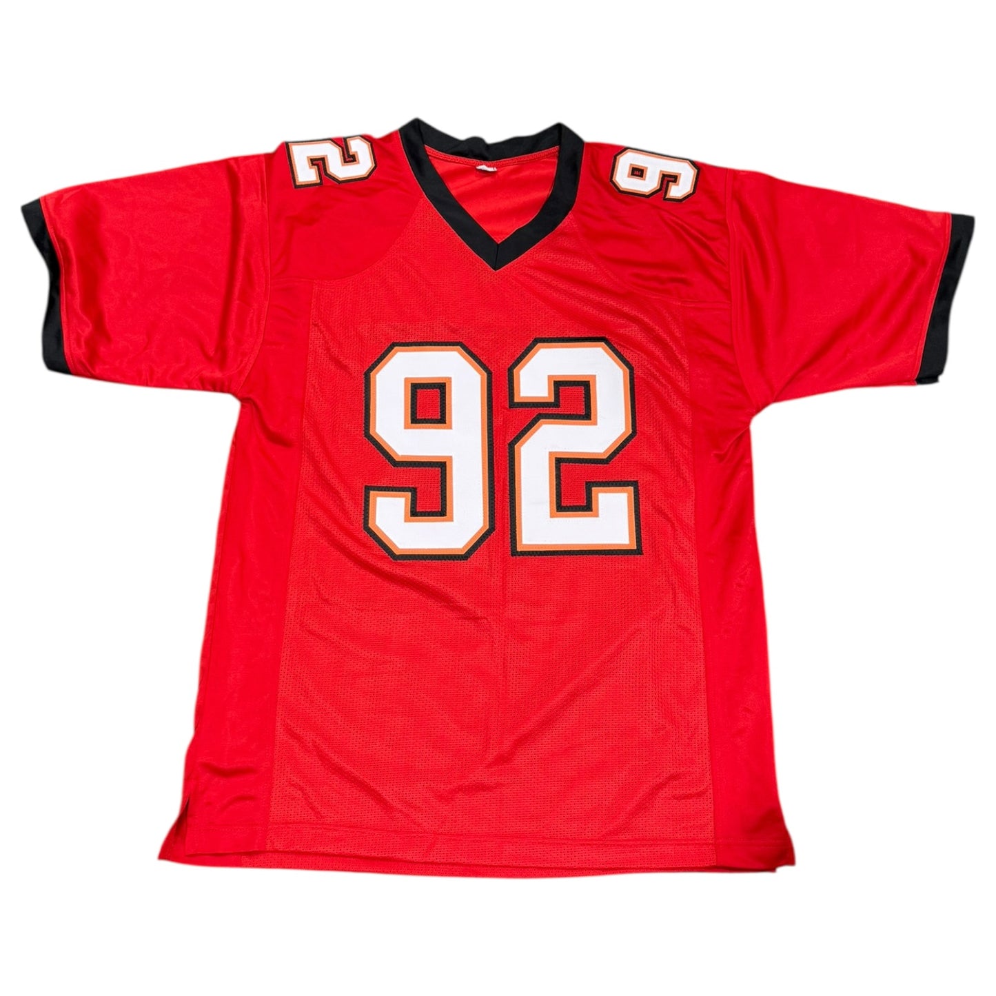 Anthony "Booger" McFarland Autographed Tampa Bay (Red #92) Custom Jersey w/ "SB Champs" - JSA
