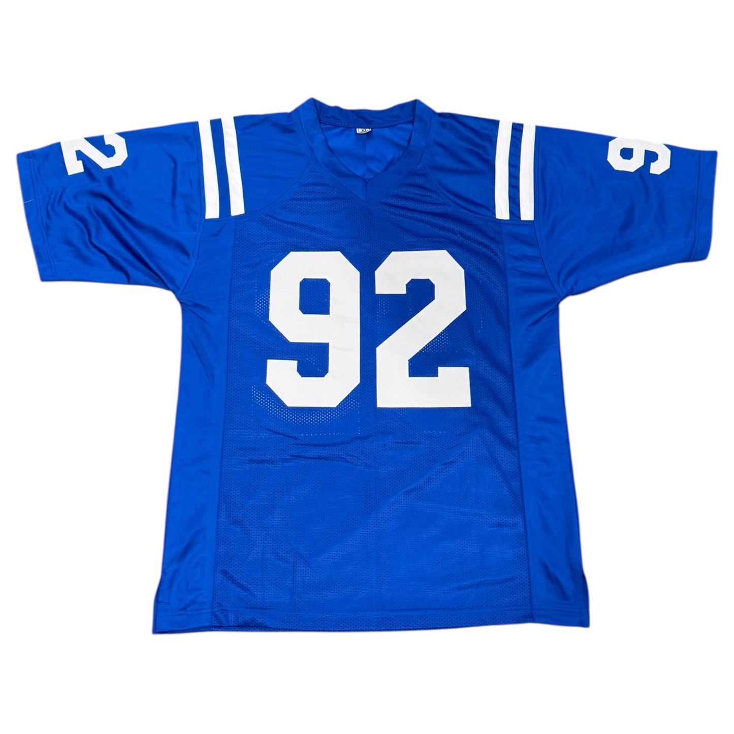 Anthony "Booger" McFarland Autographed Indianapolis (Blue #92) Custom Stitched Jersey - JSA