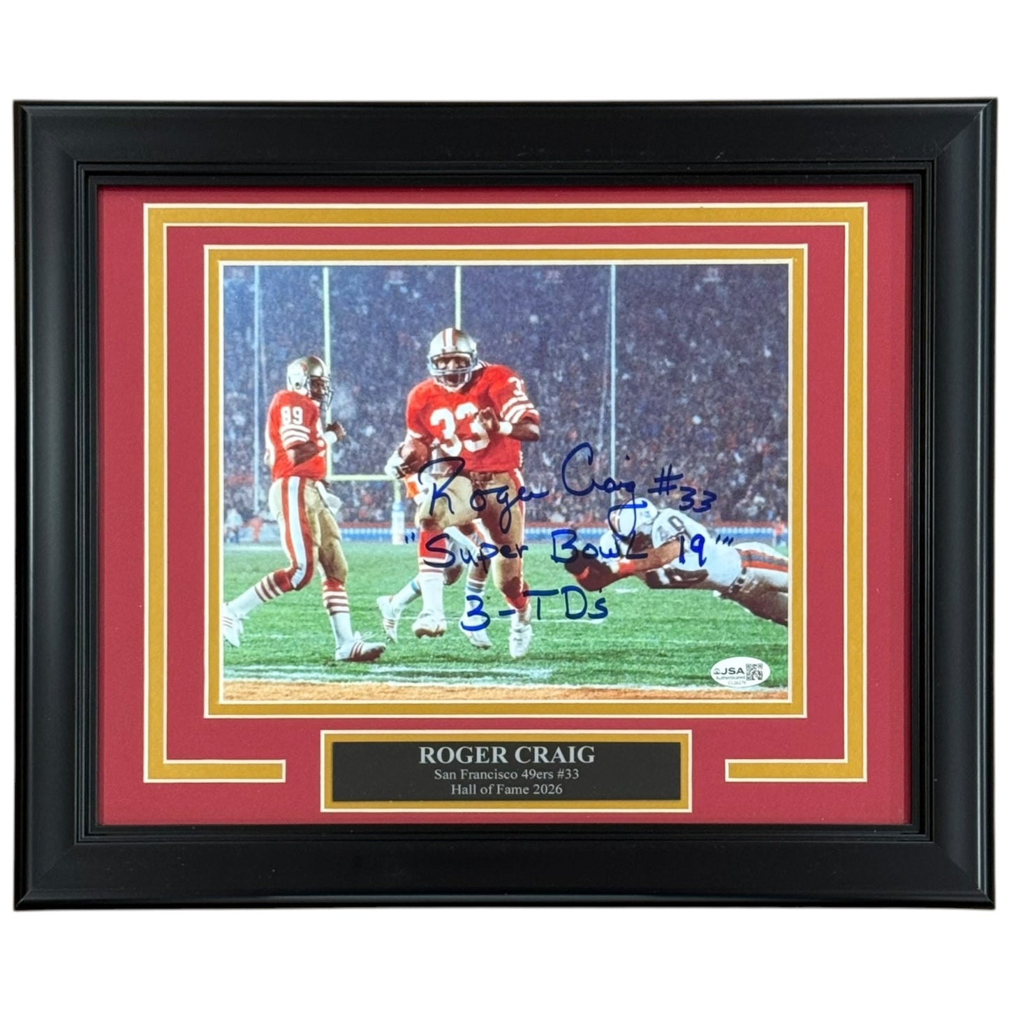 Roger Craig Autographed San Francisco 49ers Deluxe Framed 8x10 Photo w/ Inscription - JSA