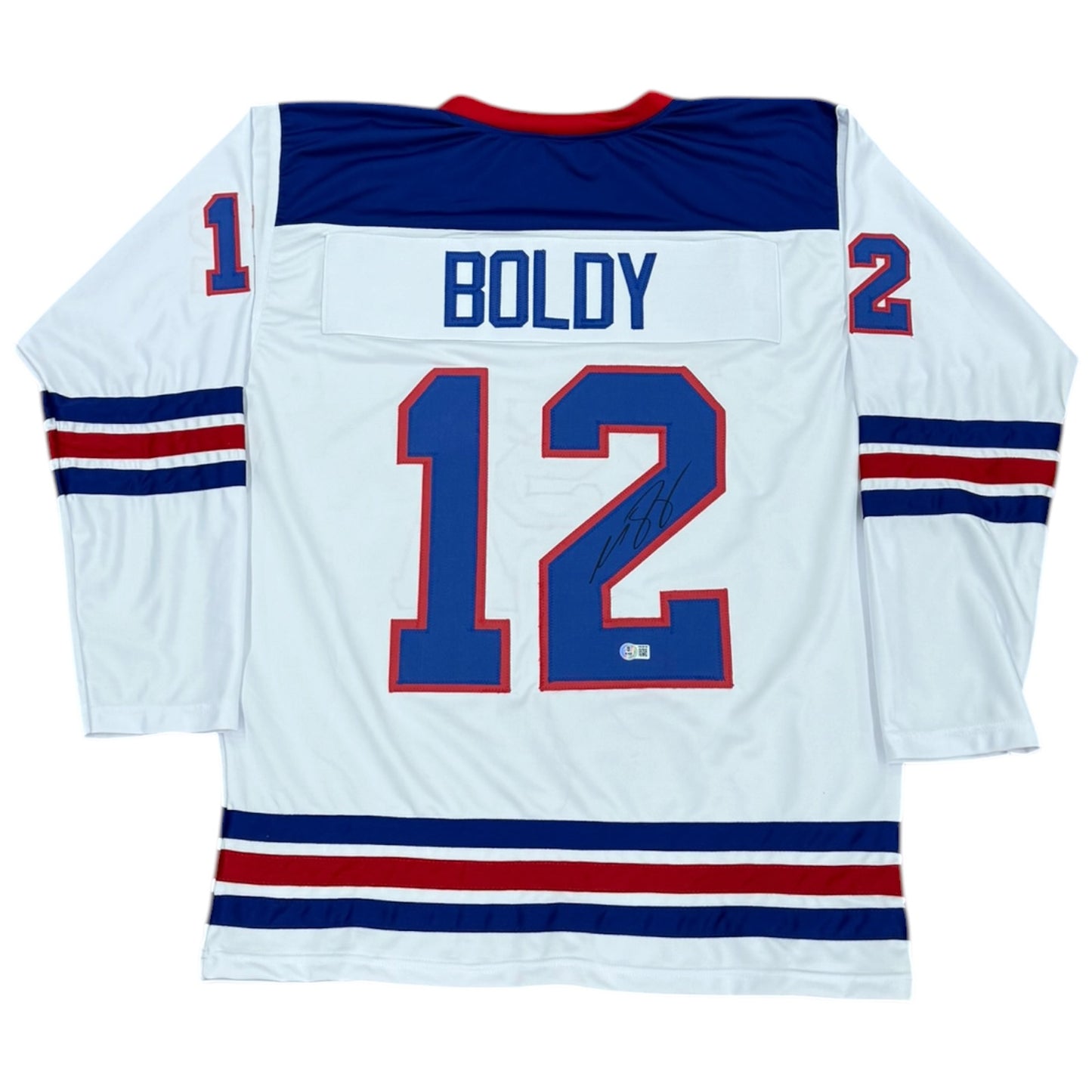 Matt Boldy Autographed USA Hockey (White #12) Custom Stitched Jersey - Beckett