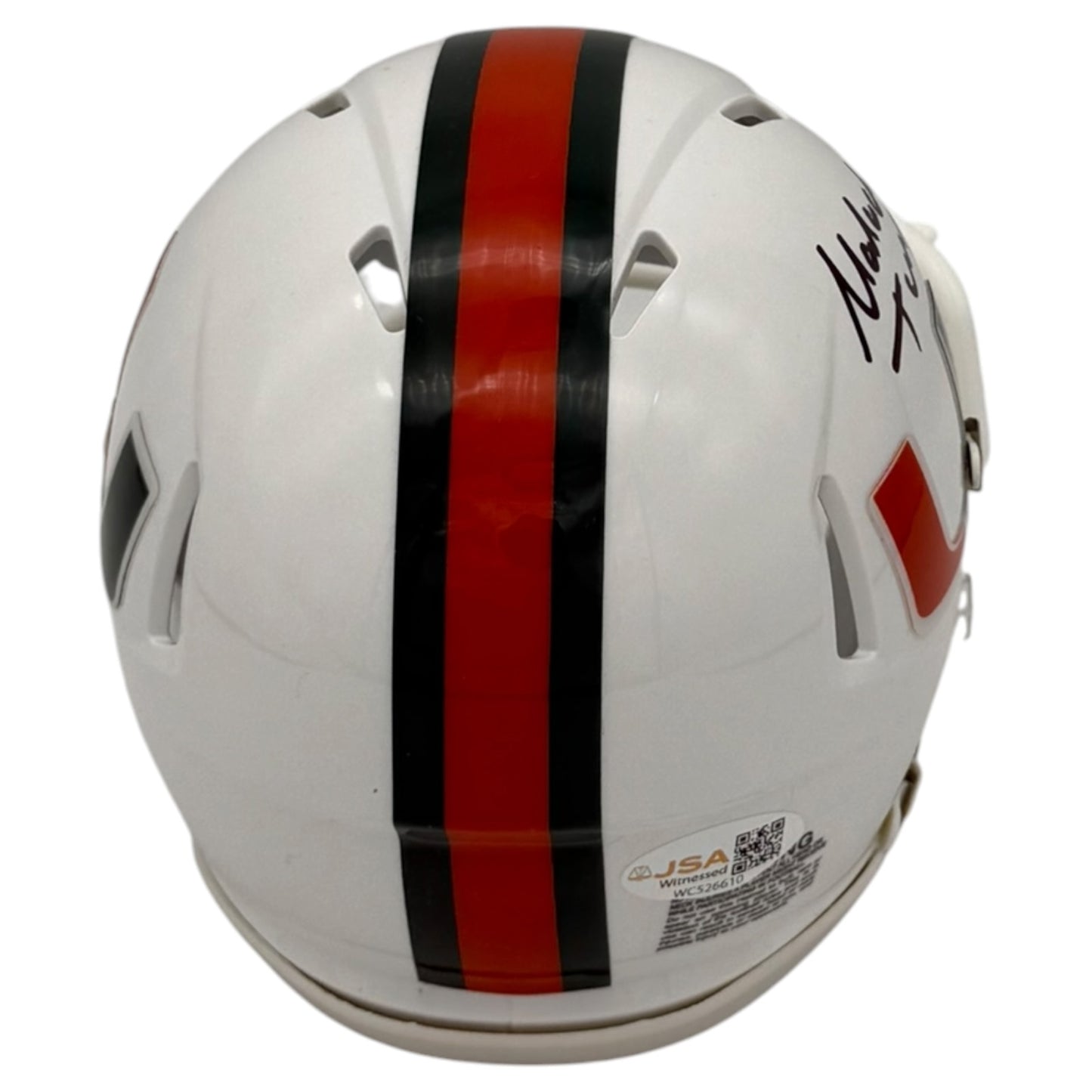Malachi Toney Autographed Miami Hurricanes (SPEED) Mini Helmet - JSA
