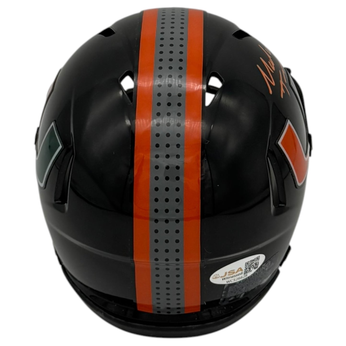 Malachi Toney Autographed Miami Hurricanes (Black Nights Gloss) Mini Helmet - JSA