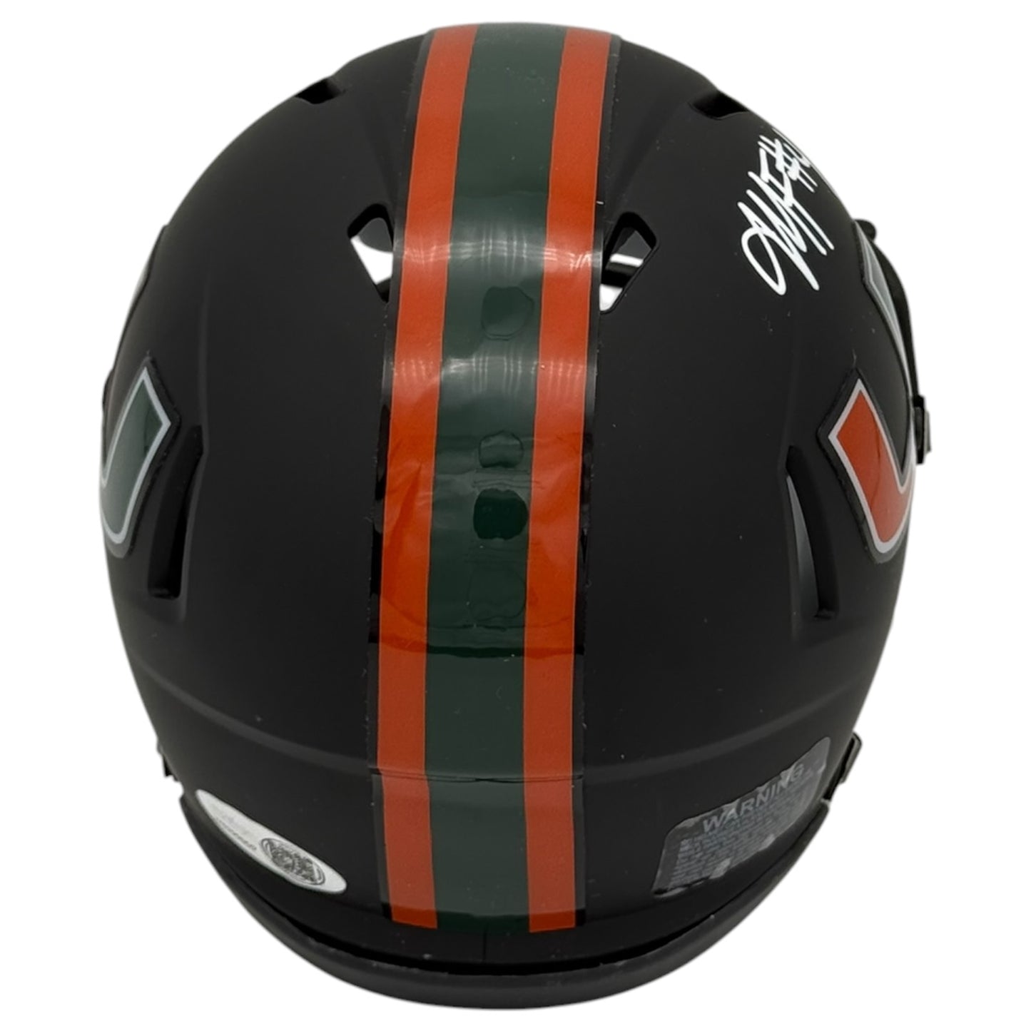 Mark Fletcher Jr. Autographed Miami Hurricanes (Black Nights Matte) Mini Helmet - JSA