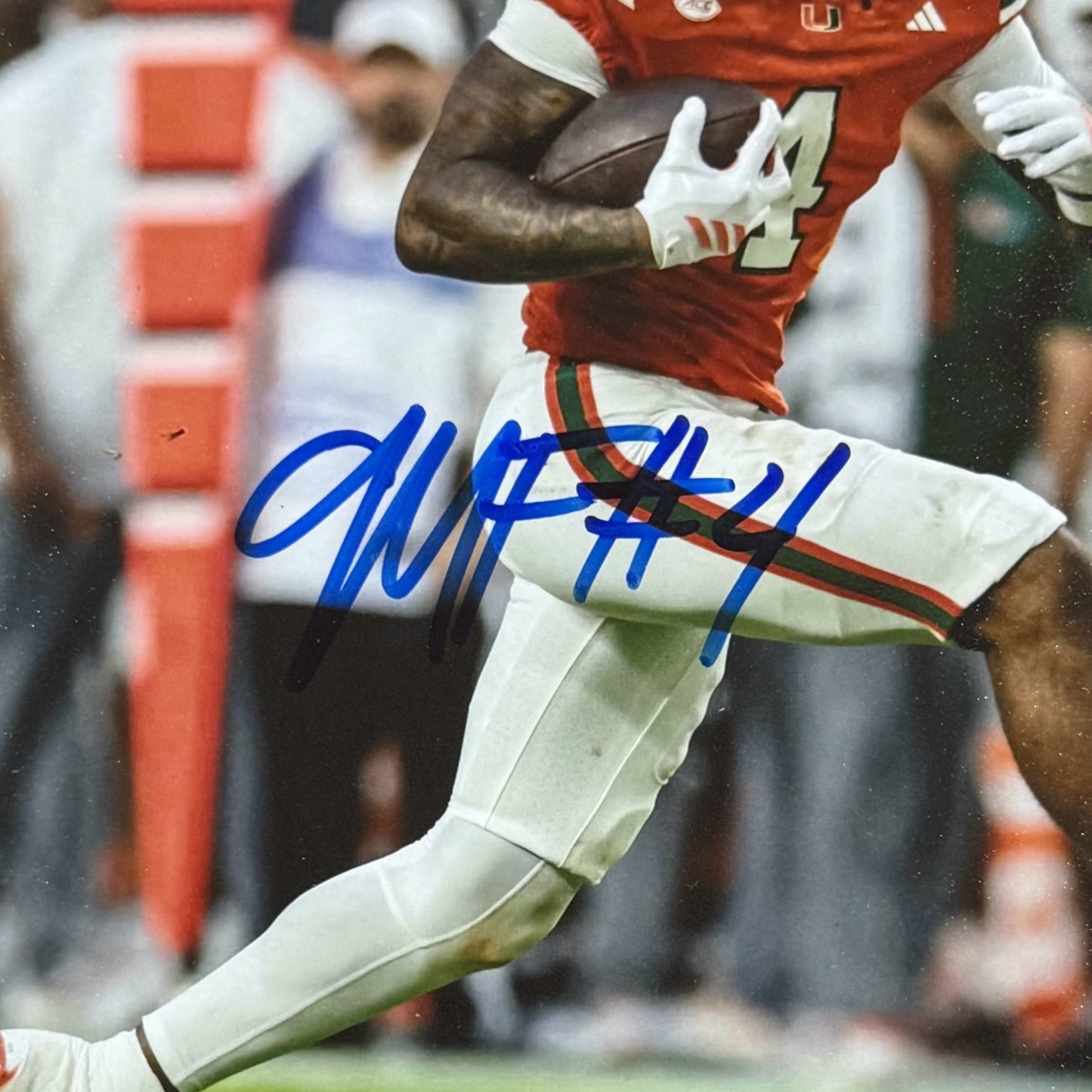 Mark Fletcher Jr. Autographed Miami Hurricanes (Orange Jersey) Deluxe Framed 8x10 Photo - JSA