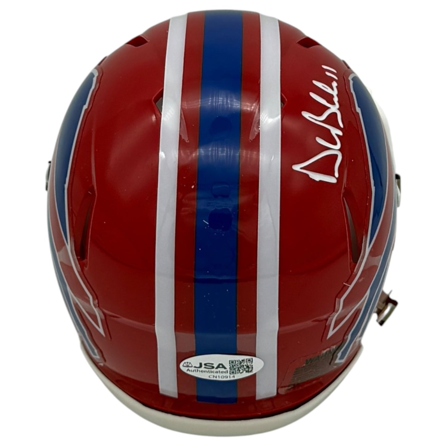 Drew Bledsoe Autographed Buffalo Bills (Throwback Red) Mini Helmet - JSA