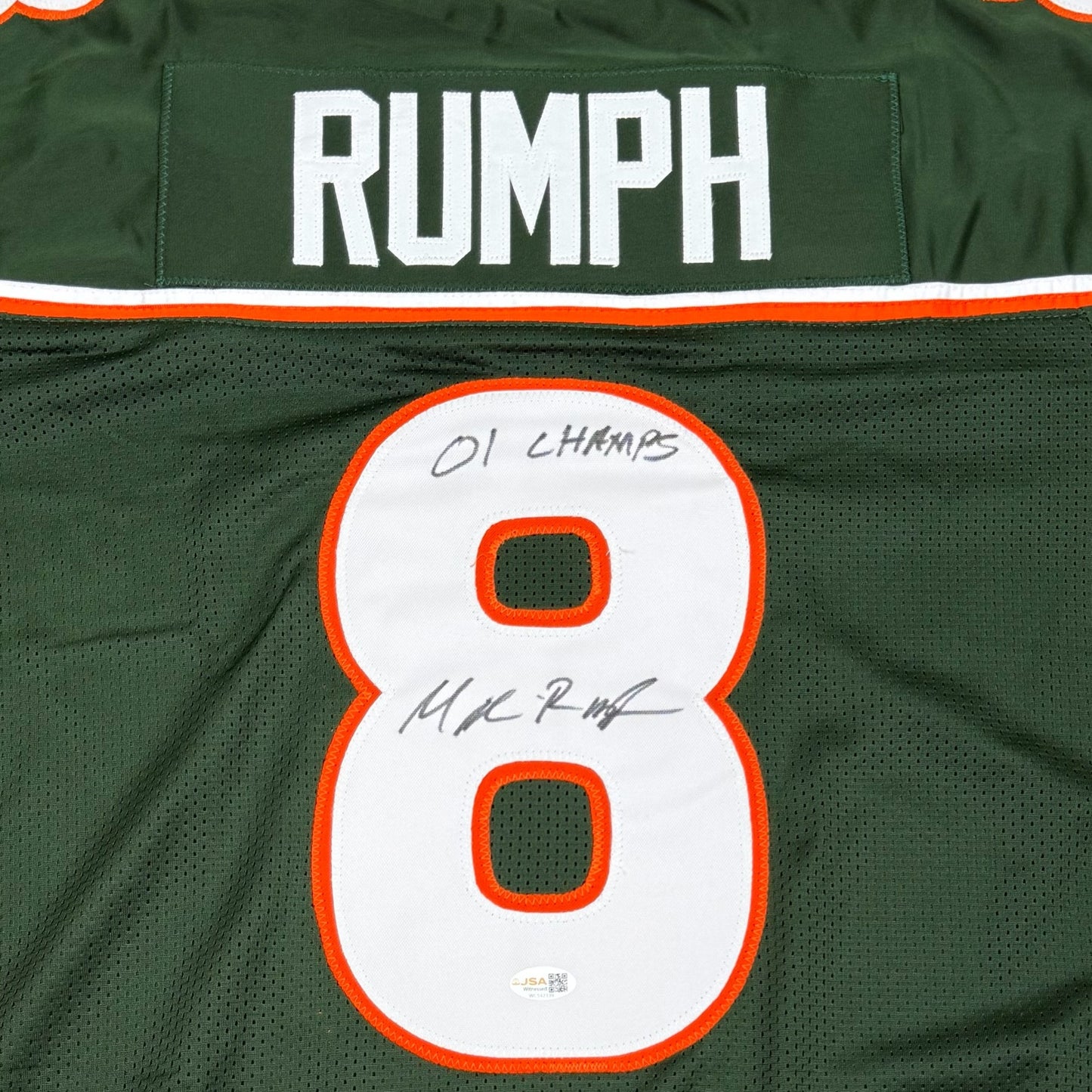 Mike Rumph Autographed Miami (Green #8) Custom Stitched Jersey - JSA