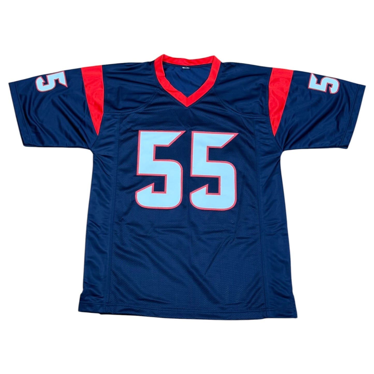 Chris Myers Autographed Houston (Navy #55) Custom Stitched Jersey - JSA