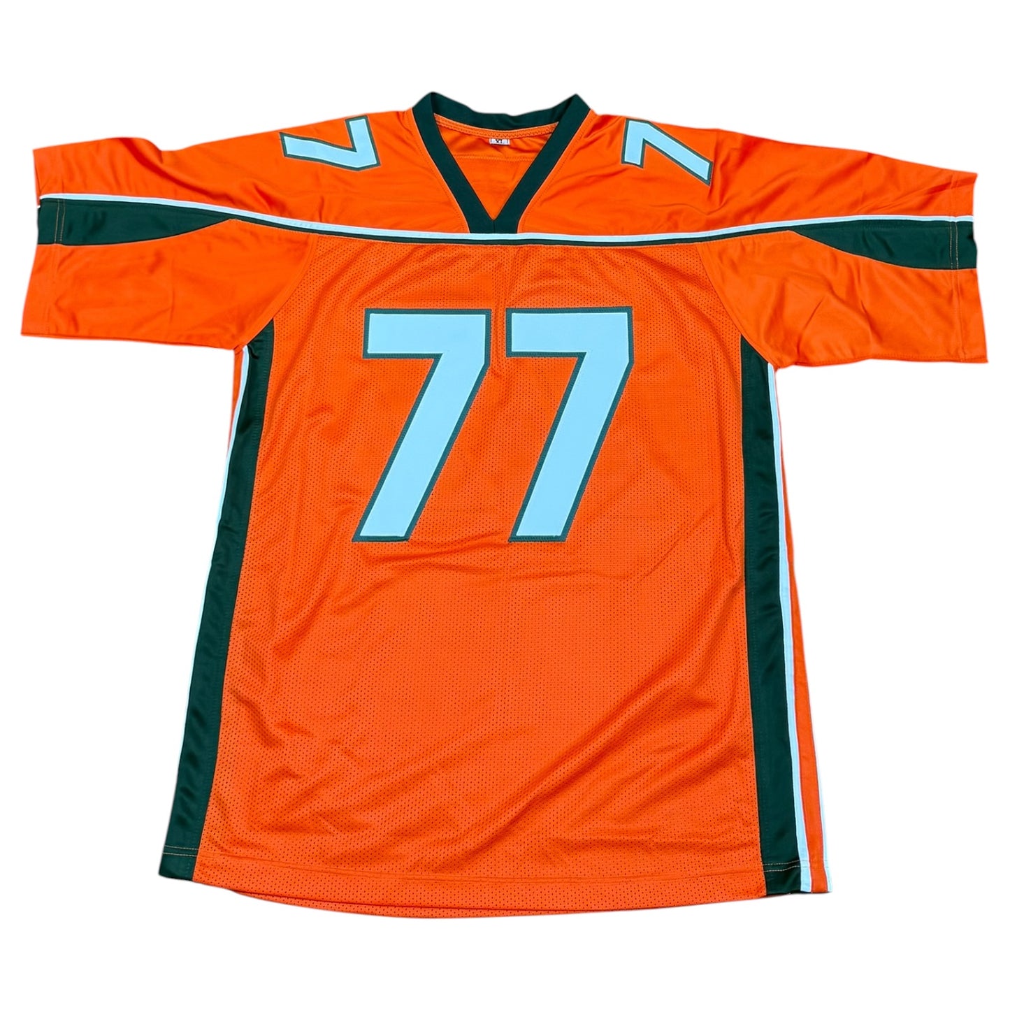 Chris Myers Autographed Miami (Orange #77) Custom Stitched Jersey - JSA