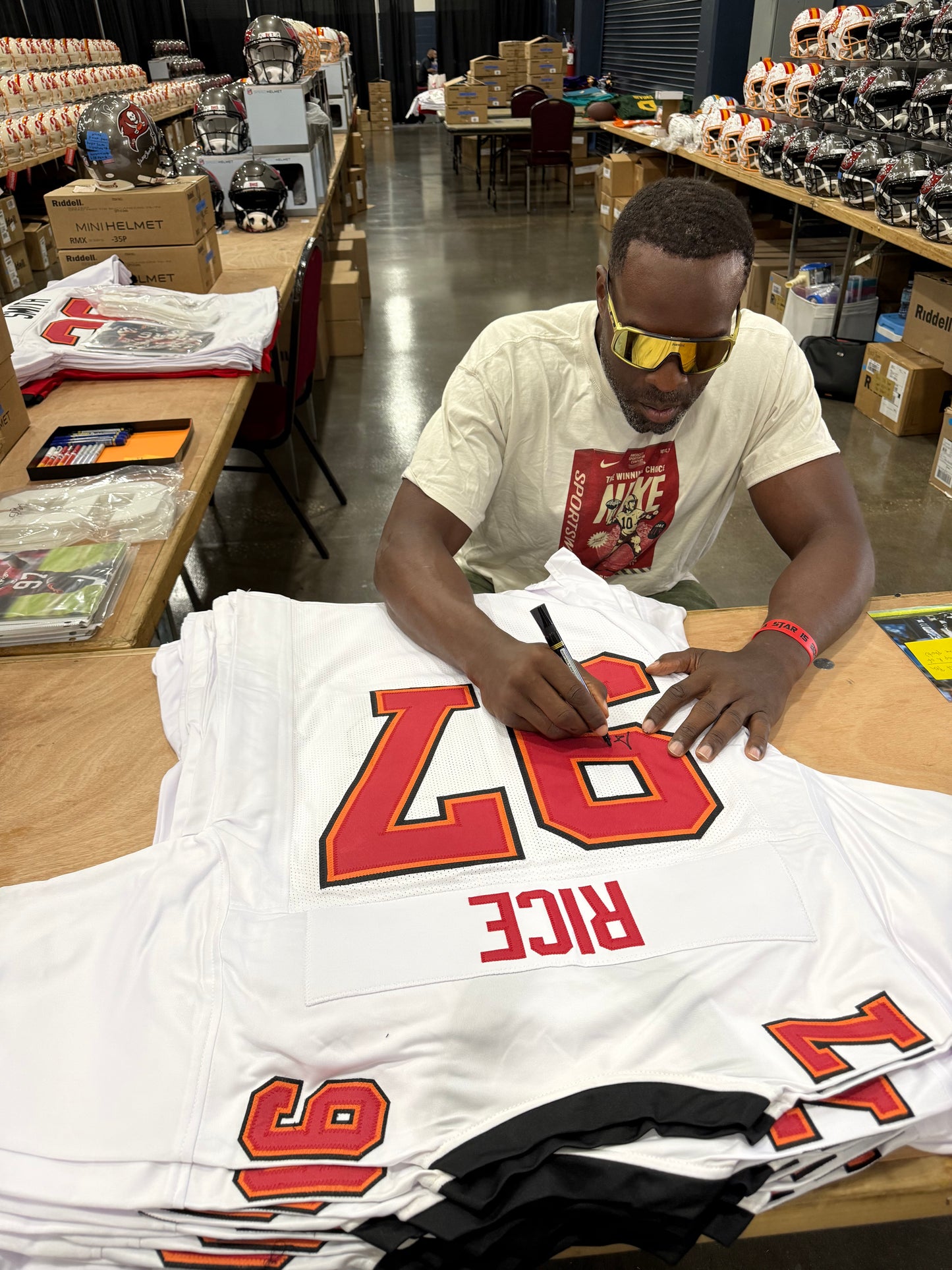 Simeon Rice Autographed Tampa Bay (White #97) Custom Stitched Jersey - JSA