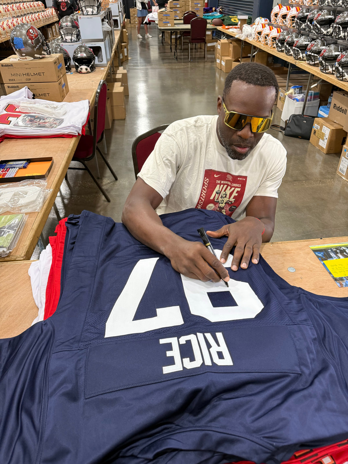 Simeon Rice Autographed Illinois (Navy #97) Custom Stitched Jersey - JSA