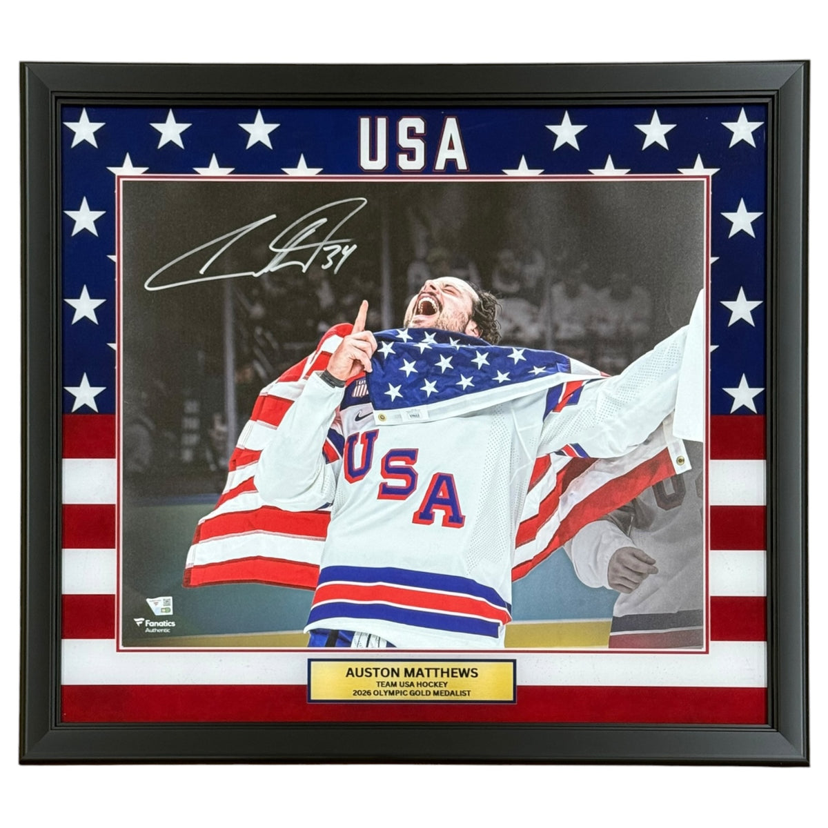 Auston Matthews Autographed Deluxe Framed Team USA Olympics 16x20 Photo - Fanatics