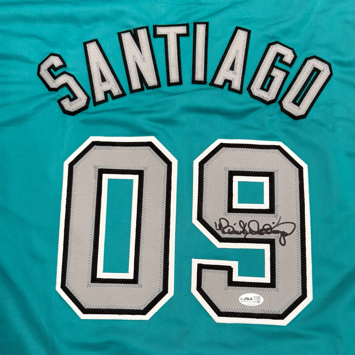 Benito Santiago Autographed Florida (Teal #09) Custom Stitched Jersey - JSA