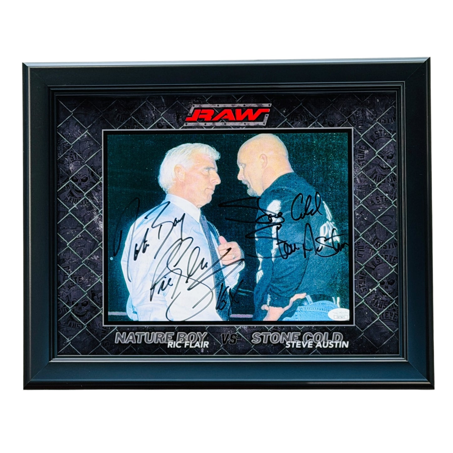 Stone Cold Steve Austin & Ric Flair Autographed WWE Raw Deluxe Framed 8x10 Photo - JSA