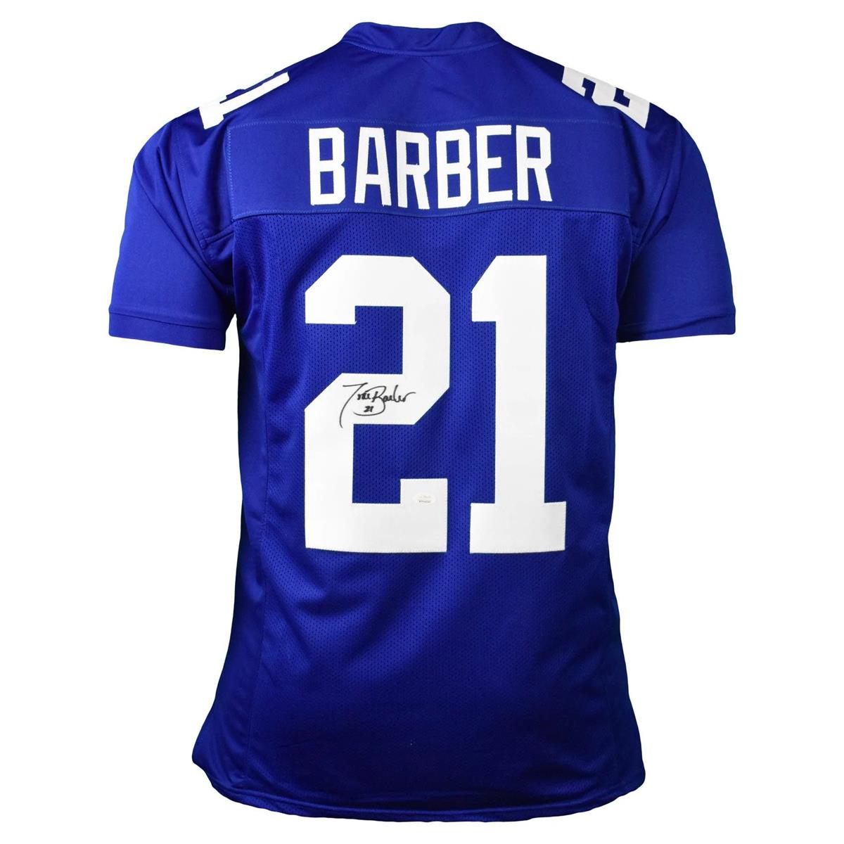 Tiki Barber Autographed New York Giants (Blue #21) Custom Jersey - JSA