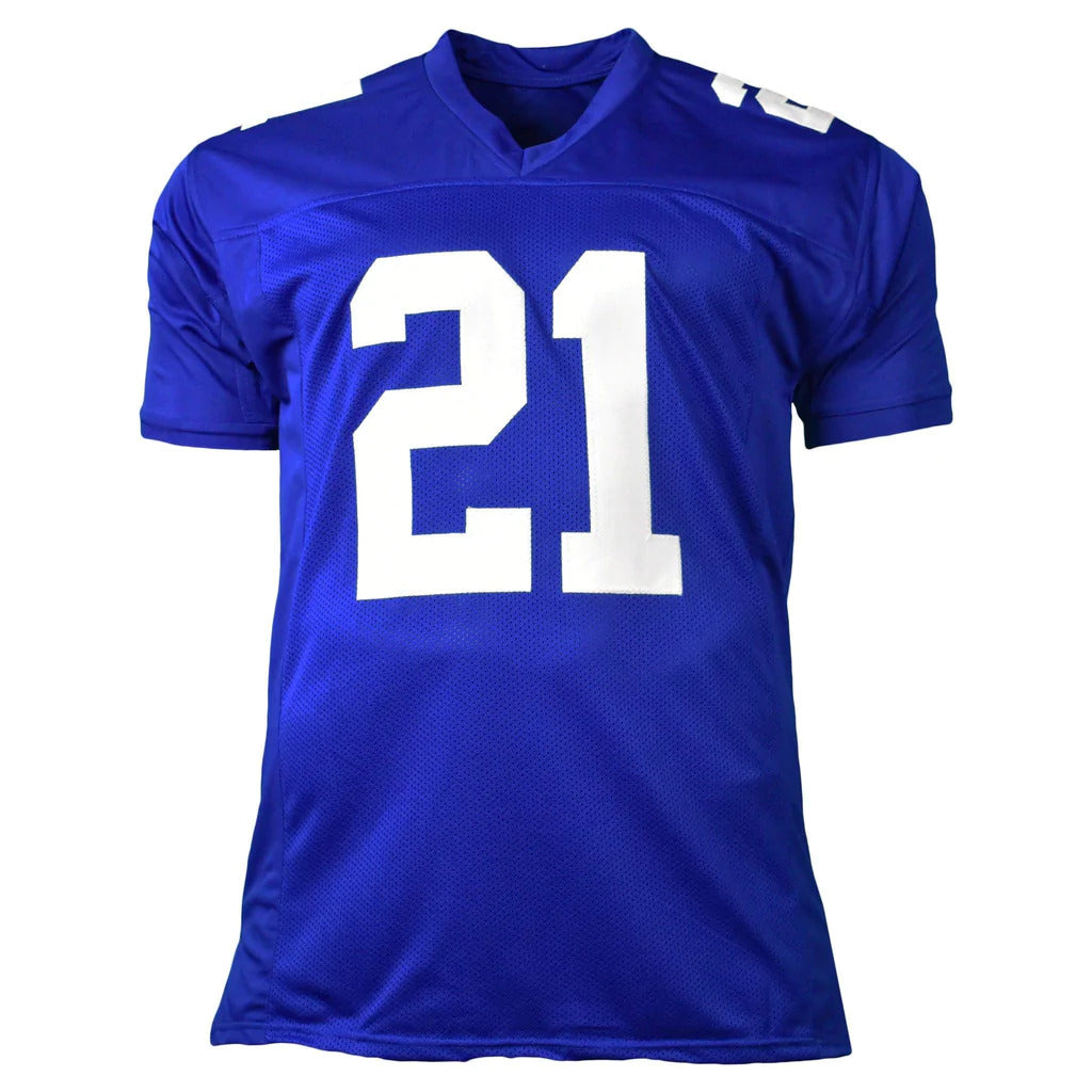 Tiki Barber Autographed New York Giants (Blue #21) Custom Jersey - JSA
