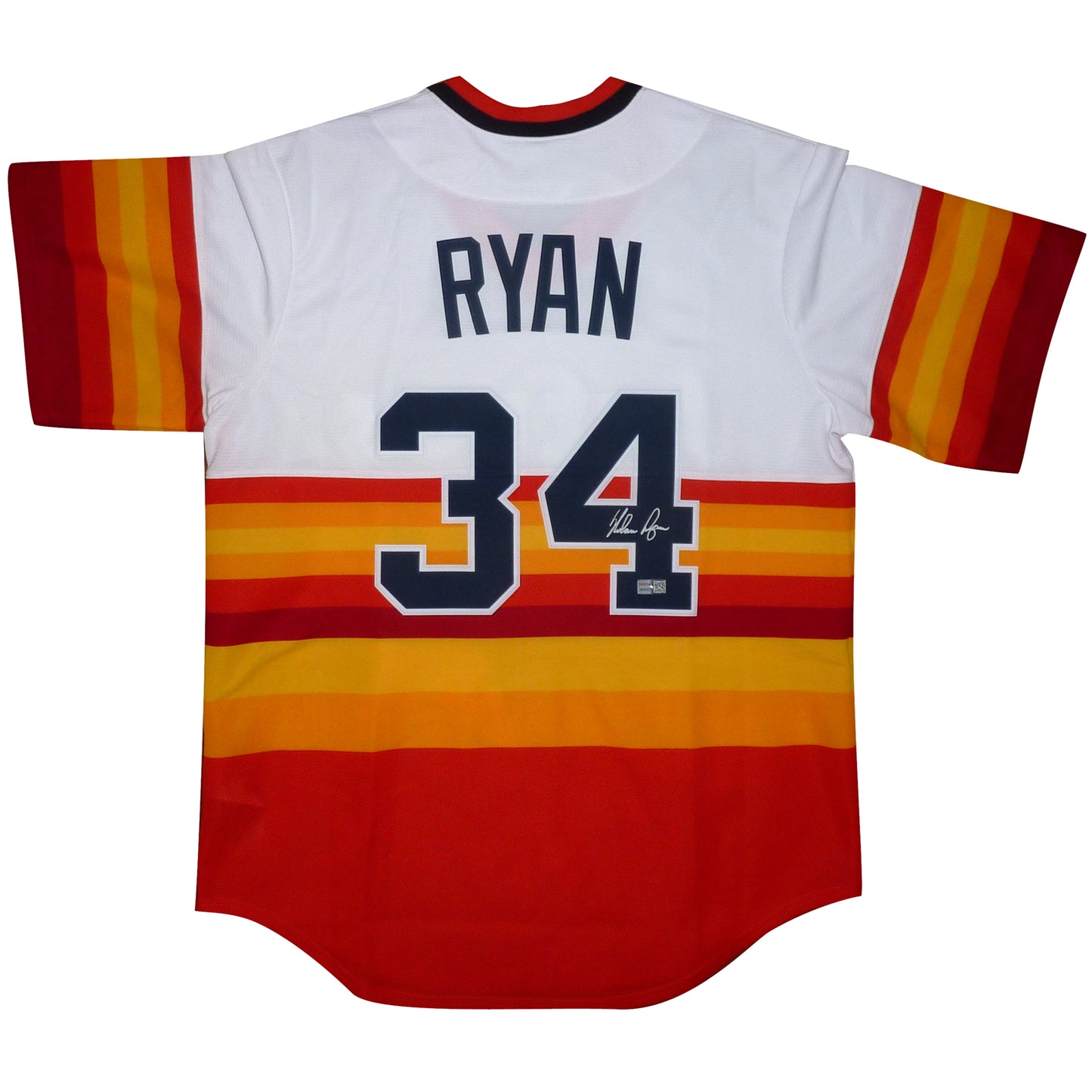 Nolan Ryan Autographed Houston Astros (Rainbow Throwback) Majestic Jersey - TriStar