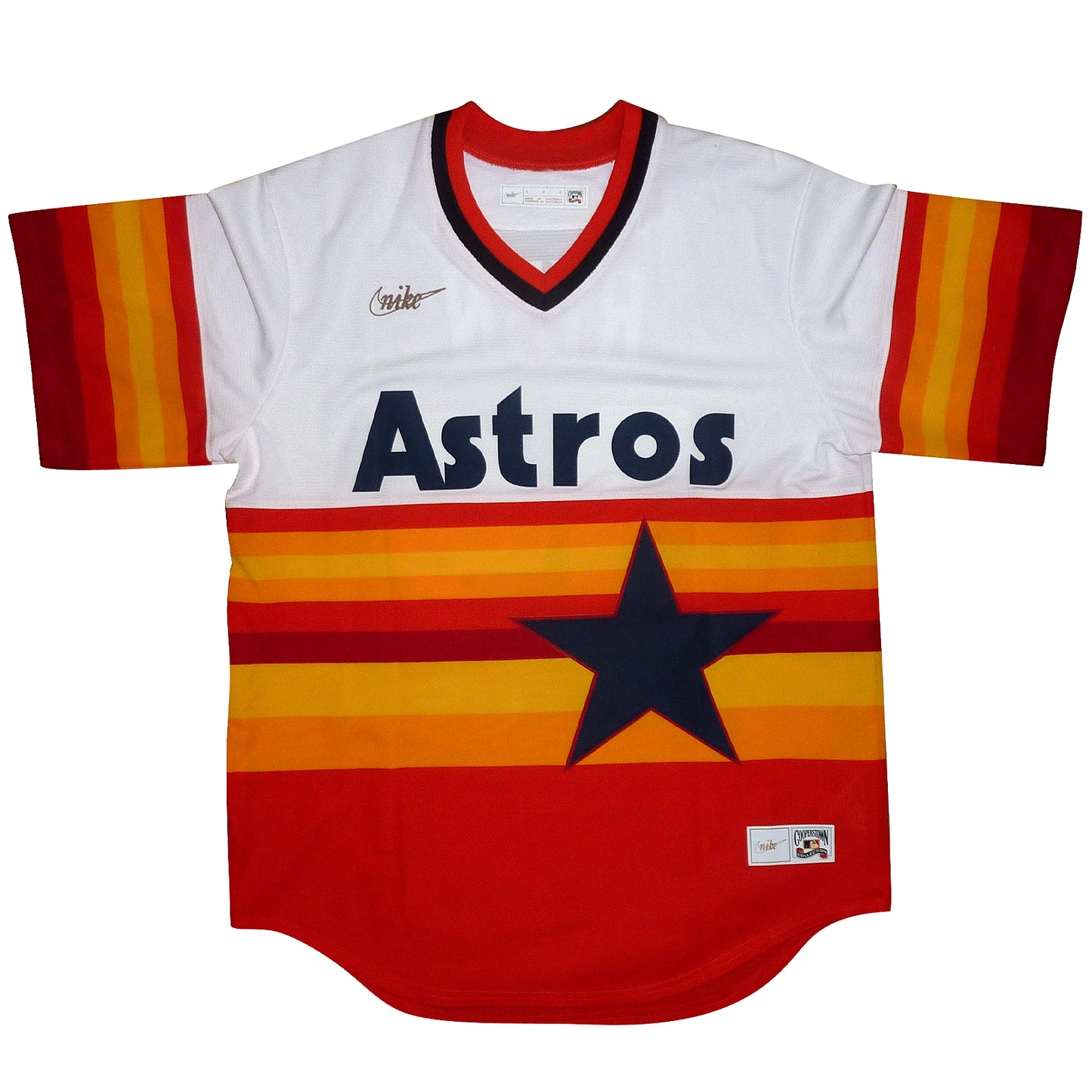 Nolan Ryan Autographed Houston Astros (Rainbow Throwback) Majestic Jersey - TriStar