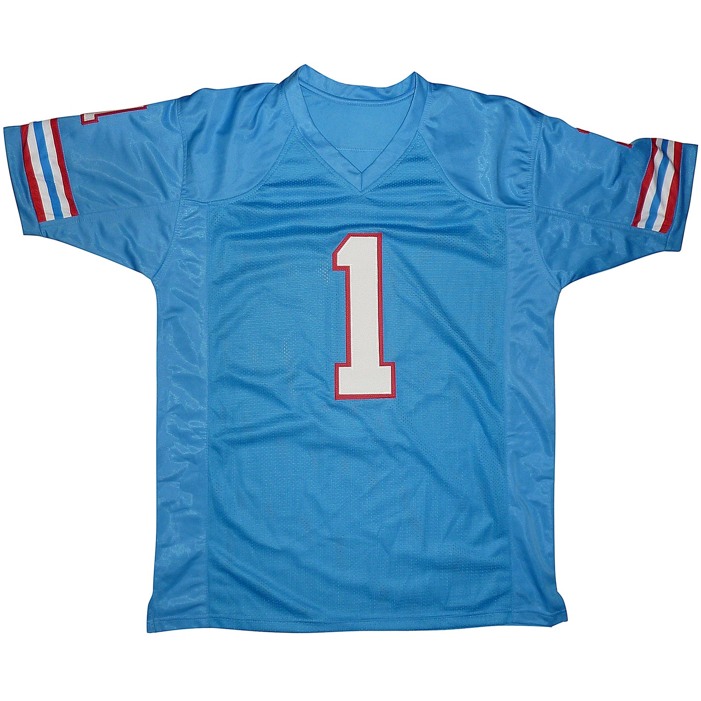 Warren Moon Autographed Houston Oilers (Baby Blue #1) Jersey - Beckett