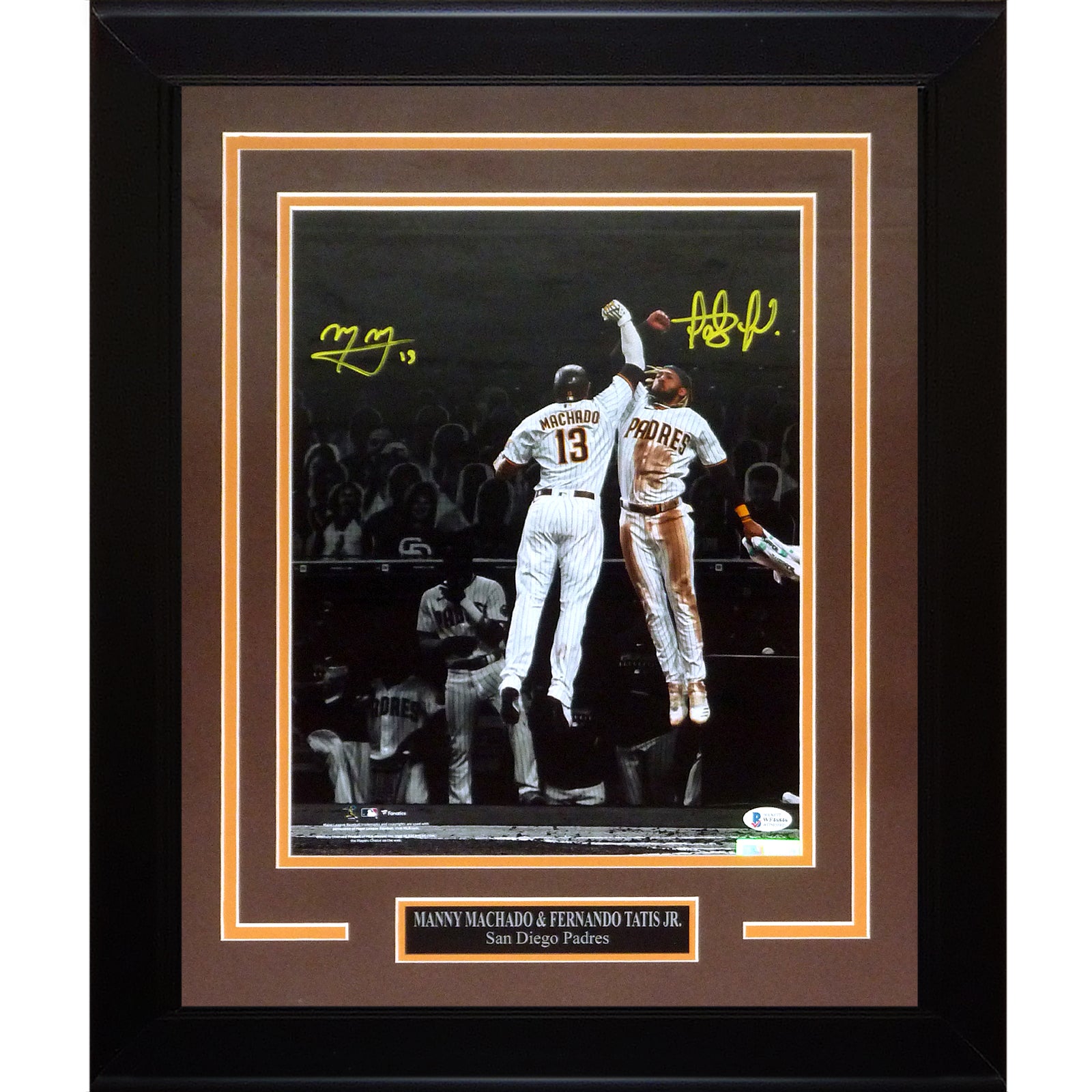 Fernando Tatis Jr And Manny Machado Autographed San Diego Padres (Spotlight) Deluxe Framed 11x14 Photo - Beckett