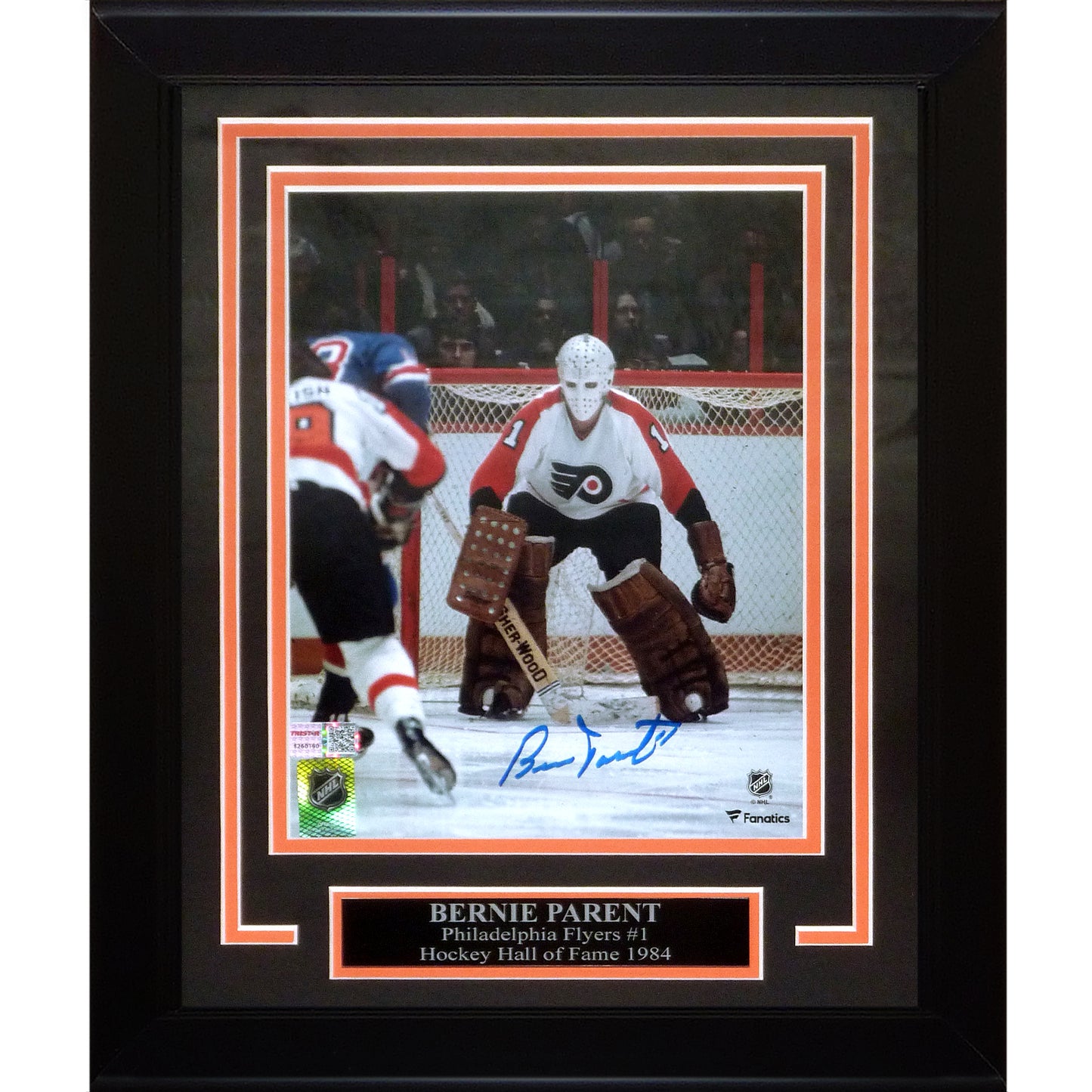 Bernie Parent Autographed Philadelphia Flyers Deluxe Framed 8x10 Photo - TriStar