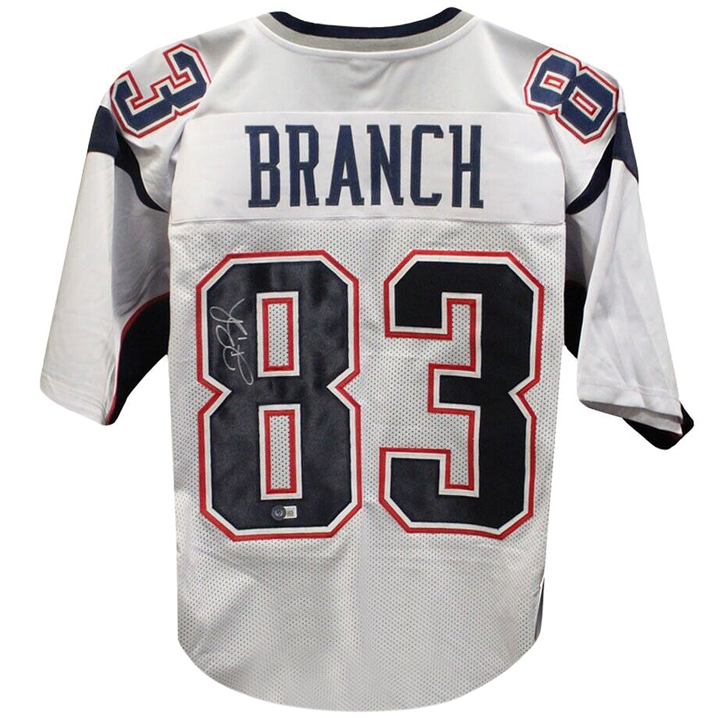 Deion Branch Autographed New England (White #83) Custom Jersey - Beckett