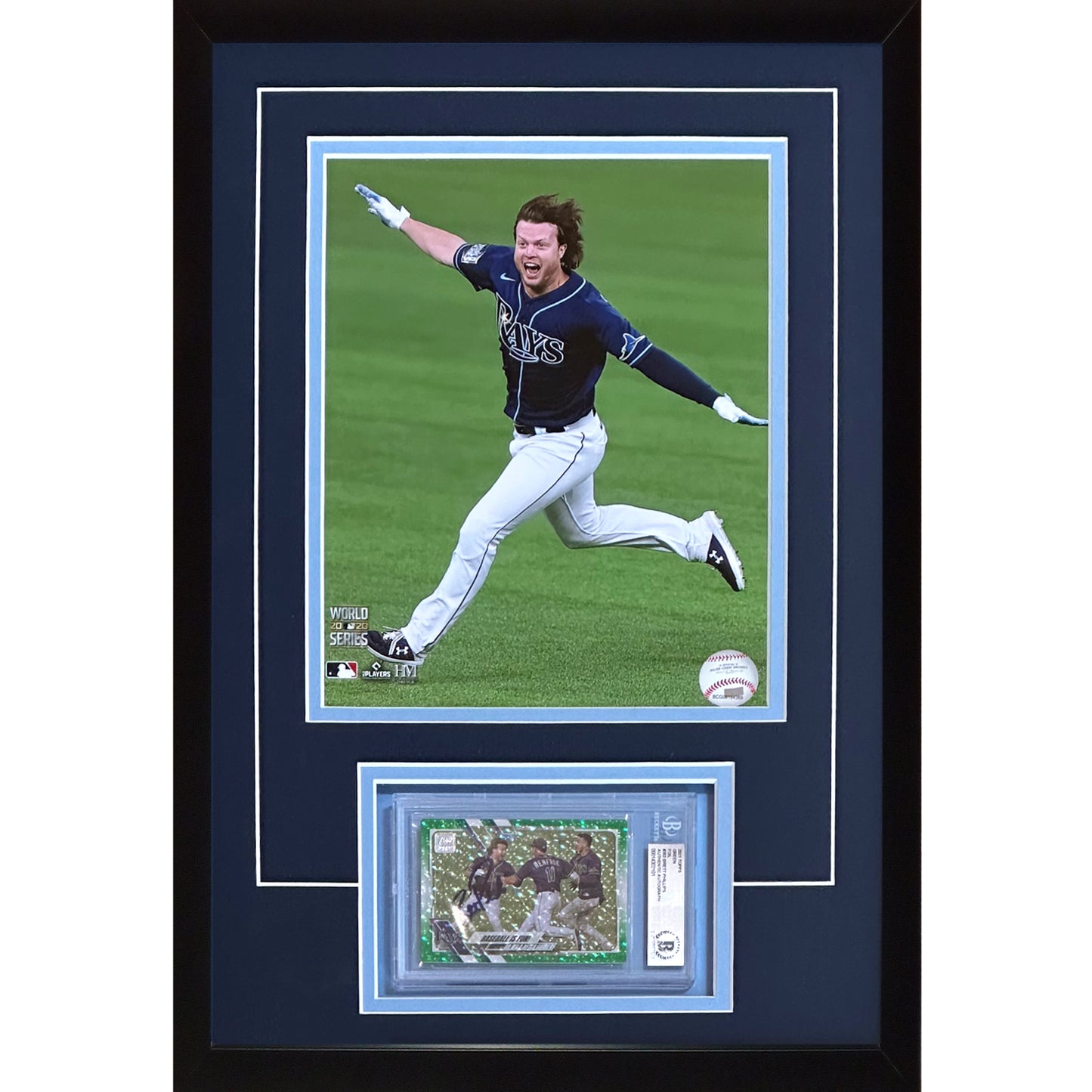 Brett Phillips Autographed Tampa Bay Rays (World Series Airplane) Card Deluxe Framed with 8x10 Photo