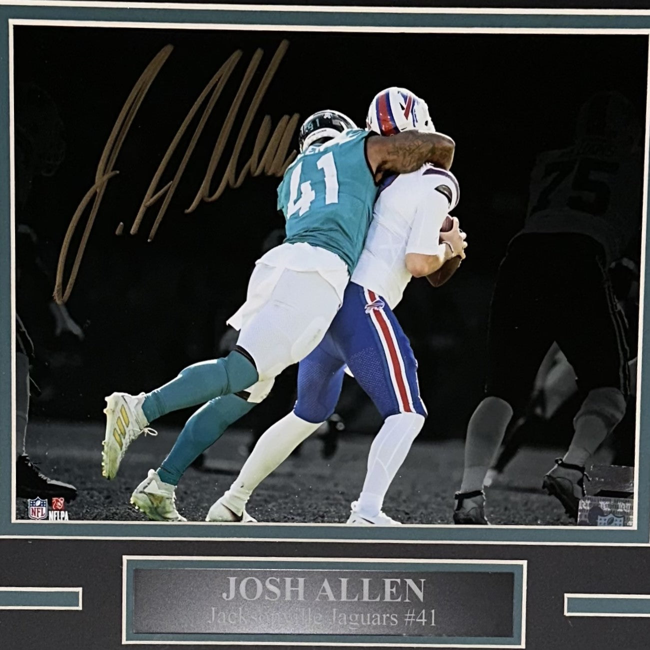 Josh Allen Autographed Jacksonville Jaguars (Spotlight Sack) Deluxe Framed 8x10 Photo