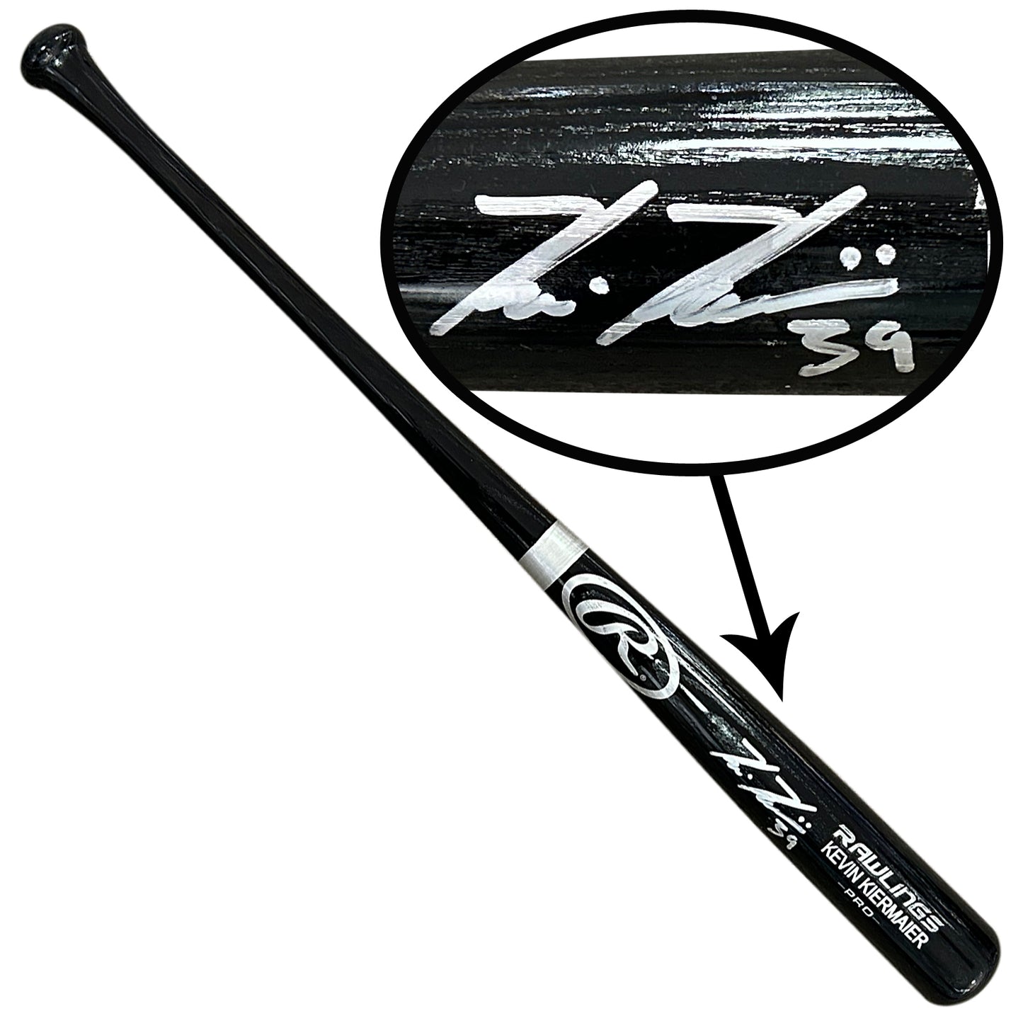 Kevin Kiermaier Autographed Louisville Slugger Engraved Black Baseball Bat - JSA