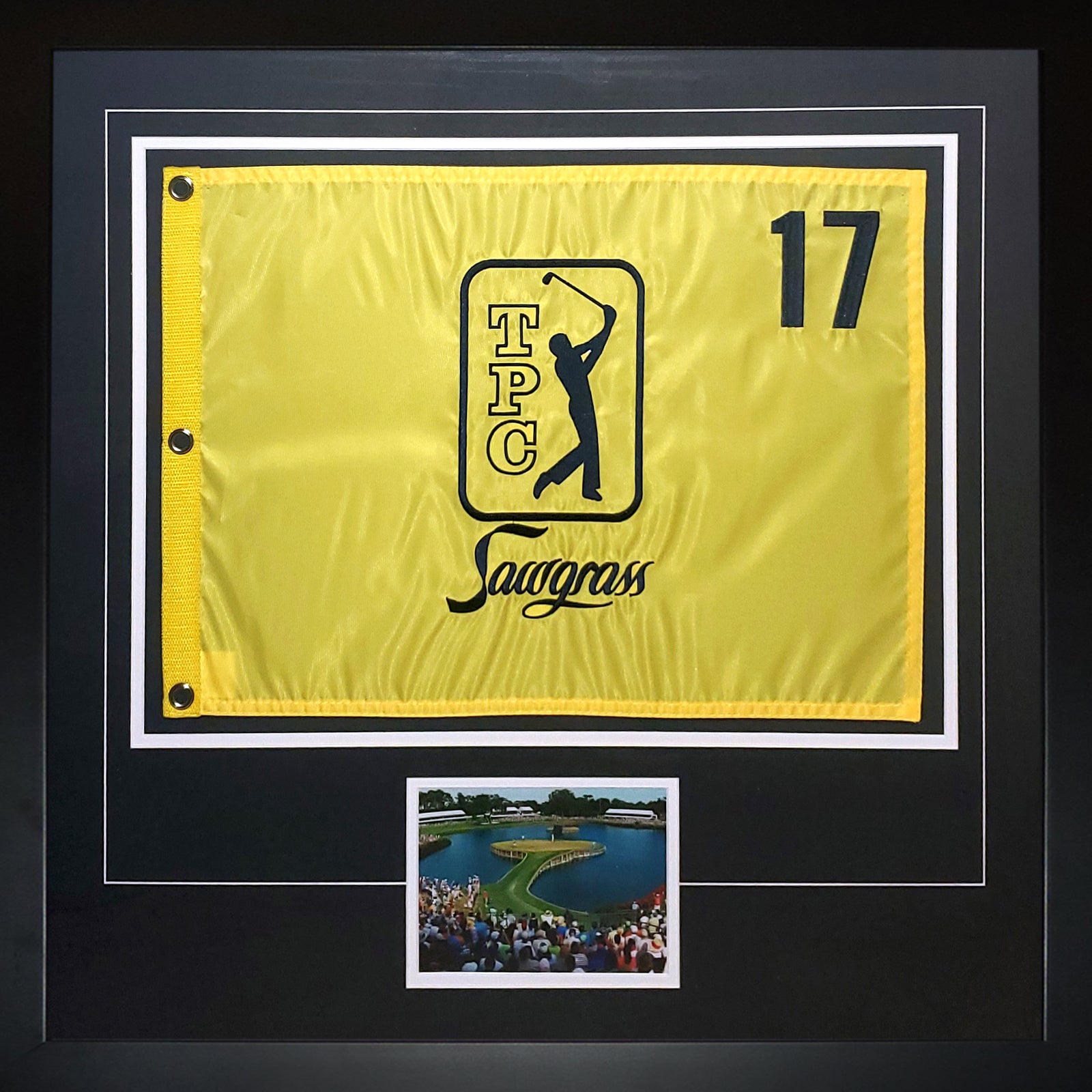 TPC Sawgrass (Yellow #17) Deluxe Framed Golf Pin Flag with Photo