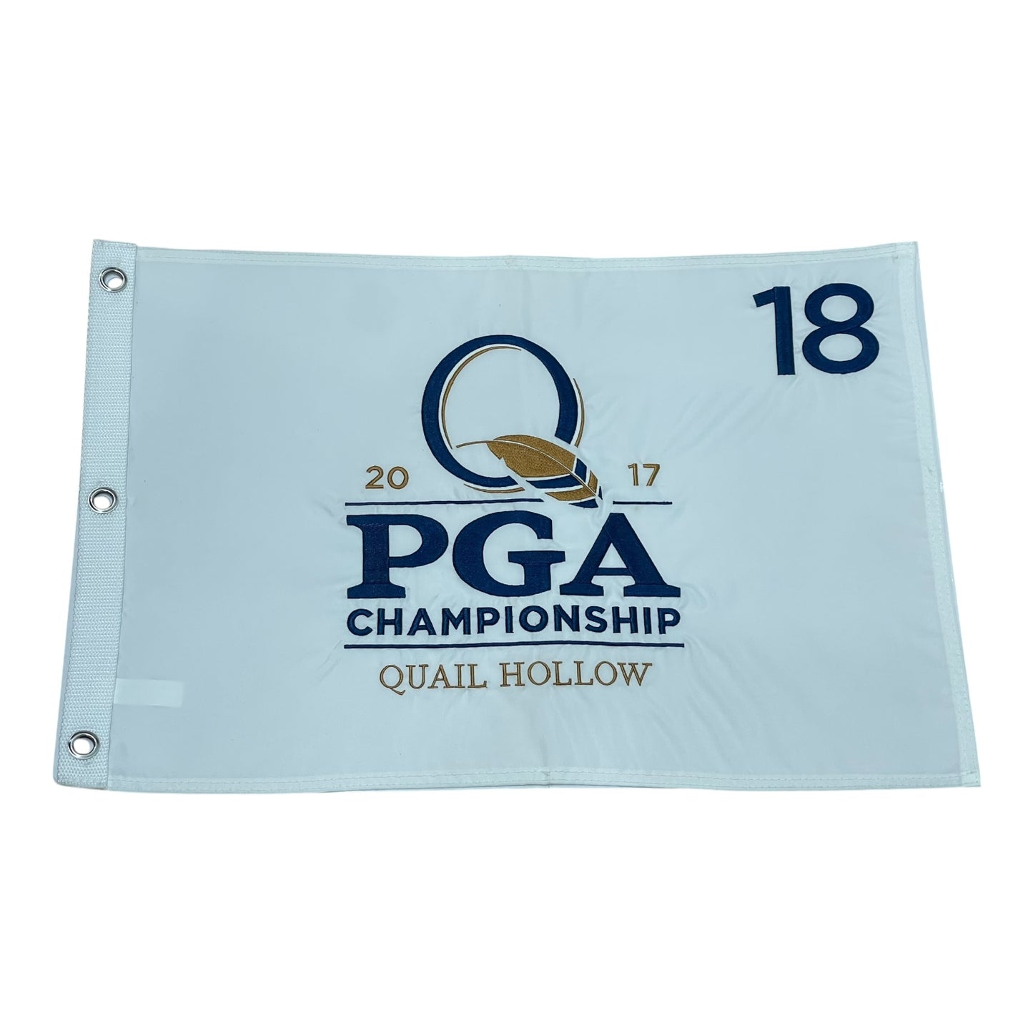 2017 PGA Championship Quail Hollow (White Embroidered) Unsigned Golf Pin Flag - Justin Thomas Champion