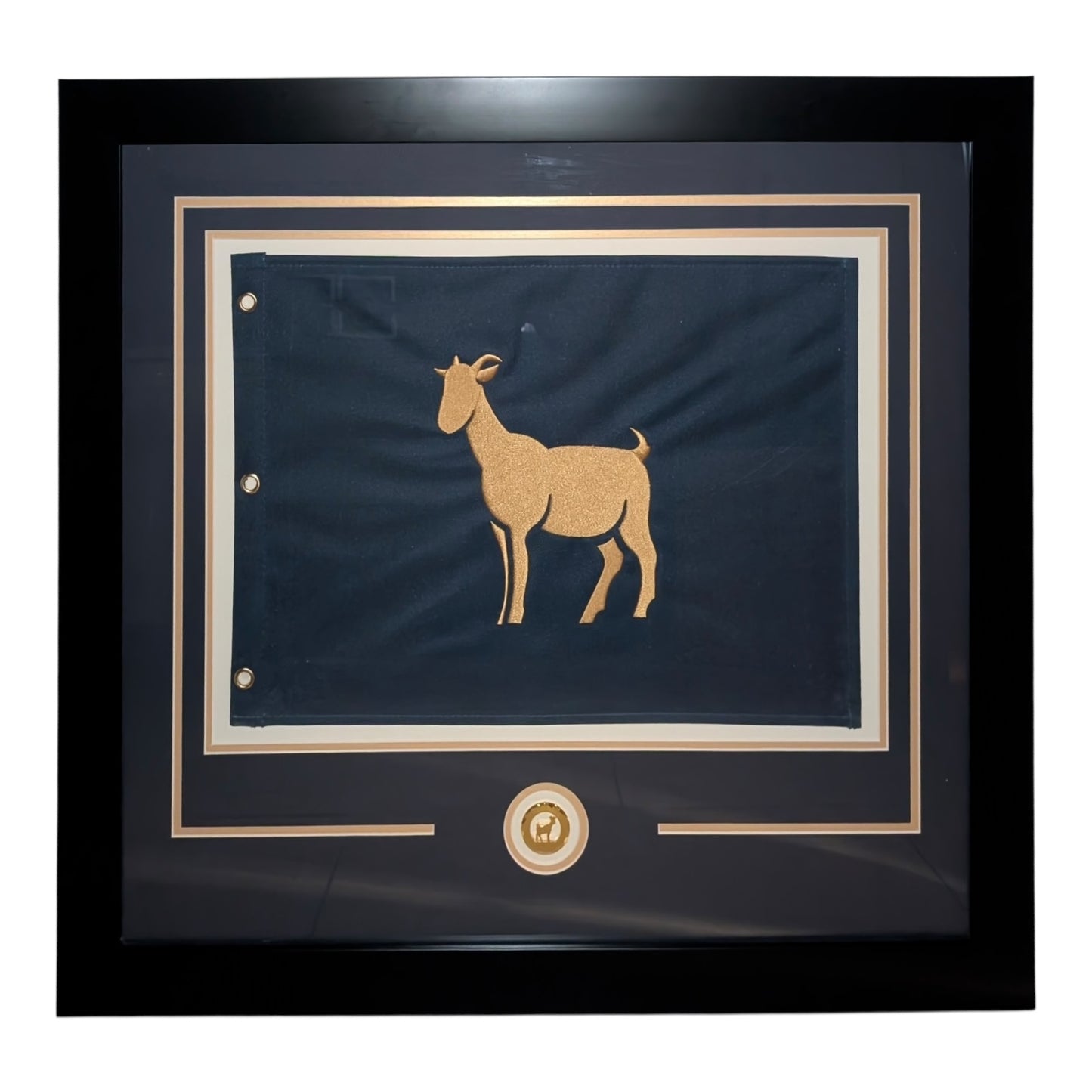 TPC The Players Championship GOAT Flag (Navy Blue) Deluxe Framed with Goat Medallion
