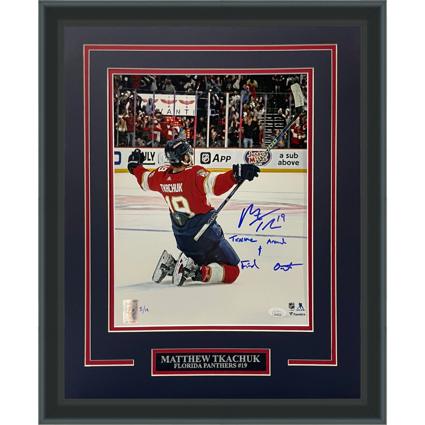 Matthew Tkachuk Autographed Florida Panthers (ECF GW Goal) Deluxe Framed 11x14 Photo "Tkachuk around and Find out" - Limited Edition of 19 - JSA