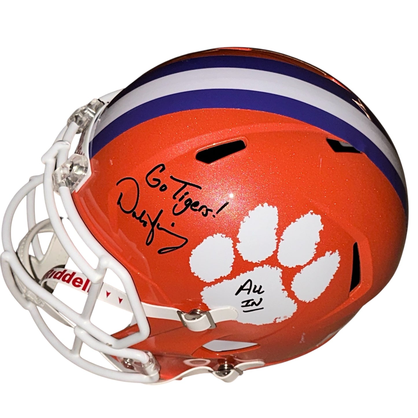 Dabo Swinney Autographed Clemson Tigers Deluxe Full-Size Replica Helmet w/ "All In" - JSA