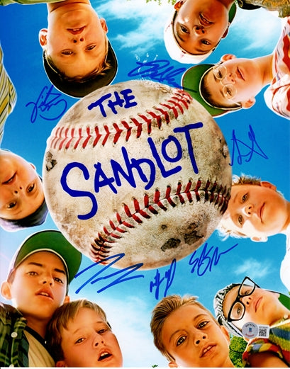 The Sandlot Cast Autographed Vertical (Looking up at Faces) 11x14 Movie Poster - 6 signatures - Beckett