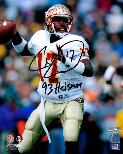 Charlie Ward Autographed Florida State FSU Seminoles (White Jersey) 8x10 Photo w/ 