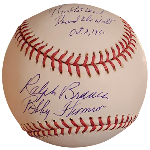 Ralph Branca and Bobby Thomson Dual Autographed "Shot" MLB Baseball w/ Inscription, Date