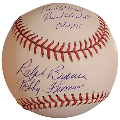 Ralph Branca and Bobby Thomson Dual Autographed "Shot" MLB Baseball w/ Inscription, Date