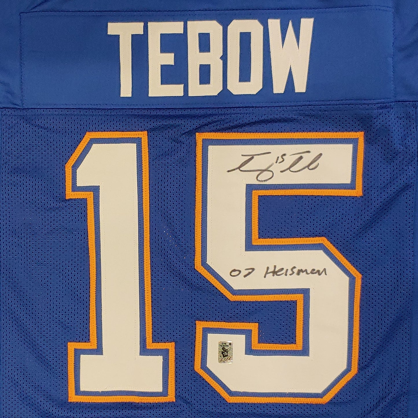 Tim Tebow Autographed Florida Gators (Blue #15) Jersey w/ "07 Heisman" - Tebow Holo