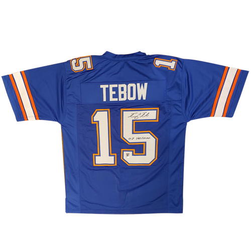 Tim Tebow Autographed Florida Gators (Blue #15) Jersey w/ "07 Heisman" - Tebow Holo