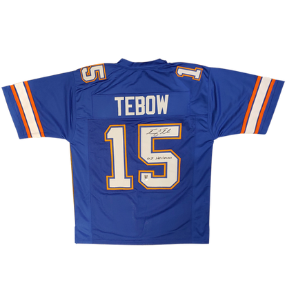 Tim Tebow Autographed Florida Gators (Blue #15) Jersey w/ "07 Heisman" - Tebow Holo
