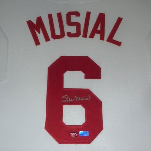 Stan Musial Autographed St. Louis Cardinals (White #6) Deluxe Framed Jersey - Stan The Man Holo