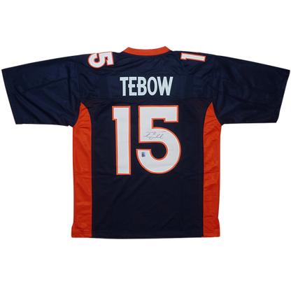 Tim Tebow Autographed Denver Broncos (Blue #15) Custom Jersey - Tebow Holo