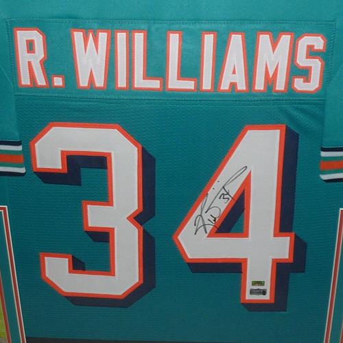 Ricky Williams Autographed Miami Dolphins (Teal #34) Deluxe Framed Jersey - JSA