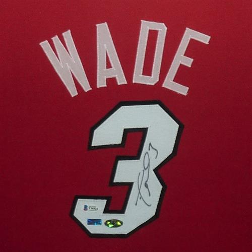 Dwyane Wade Autographed Miami Heat (Red #3) Deluxe Framed Jersey - Fanatics