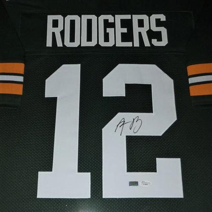Aaron Rodgers Autographed Green Bay Packers (Green #12) Deluxe Framed Jersey